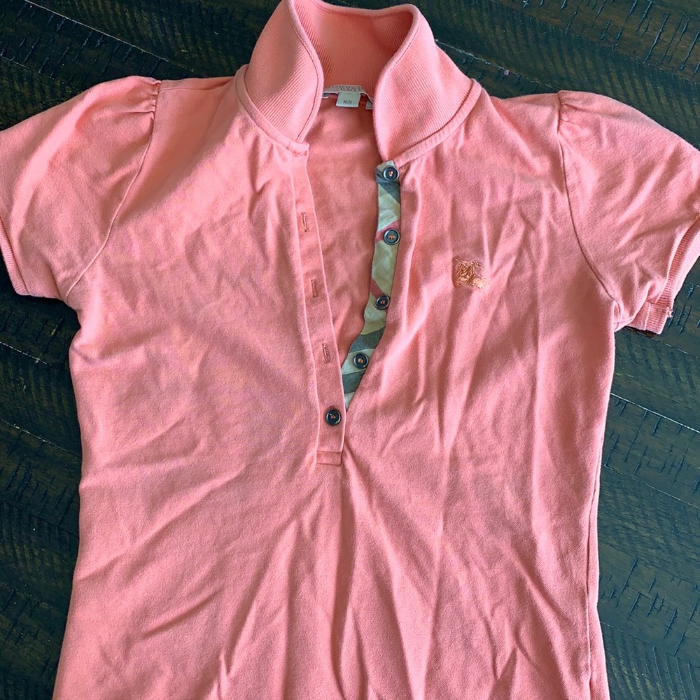 Peach burberry polo
